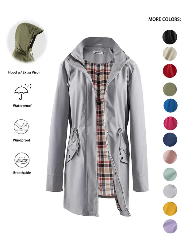 QING™ - Casual Drawstring Zip Up Hooded Jacket