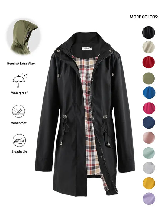 QING™ - Casual Drawstring Zip Up Hooded Jacket