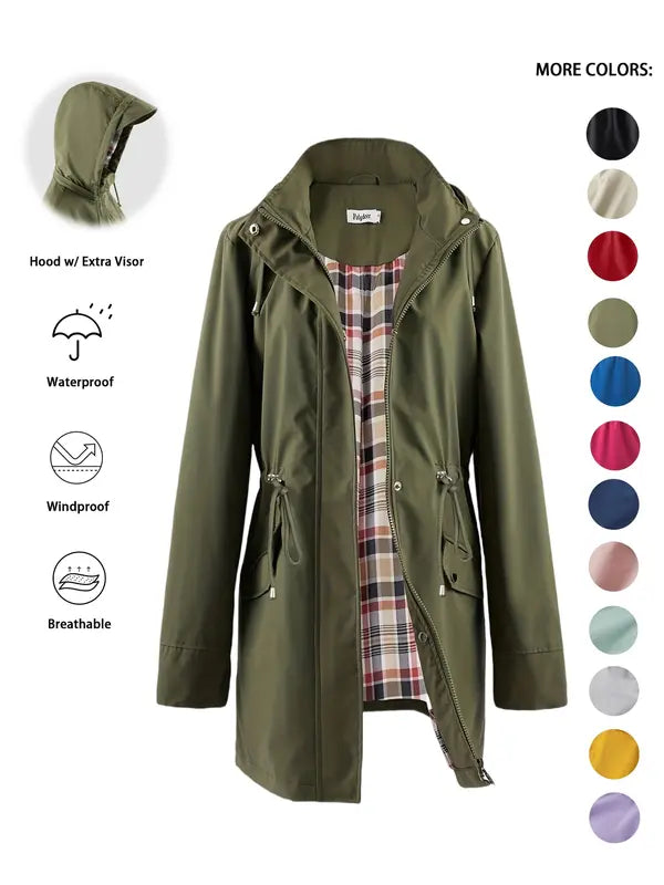 QING™ - Casual Drawstring Zip Up Hooded Jacket