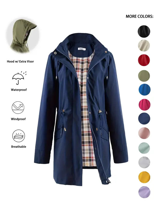 QING™ - Casual Drawstring Zip Up Hooded Jacket